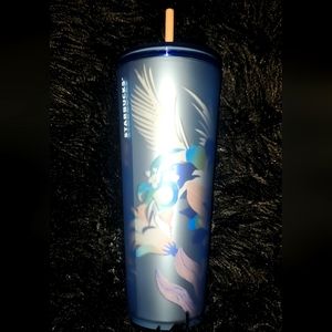 Starbucks 24oz Venti View Through The Garden Floral Blue Soft Touch Tumbler